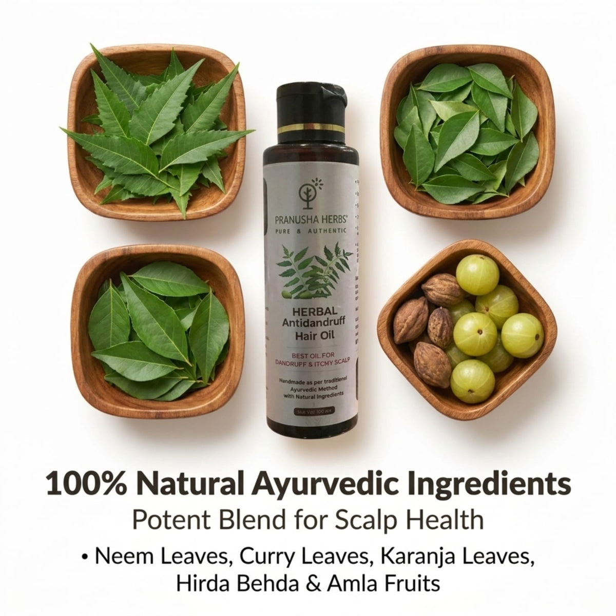     Pranusha Herbs Anti-Dandruff Hair Oil with Neem, Karanj, Amla and herbal ingredients